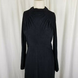 Vintage 70s Kiva Ltd Maxi Goddess House Dress Womens S M Black Gathered Ruched