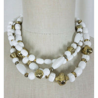 Multi-strand 3 Strand Twisted Faux Gold Beads BEADED NECKLACE Choker Bib Jewelry