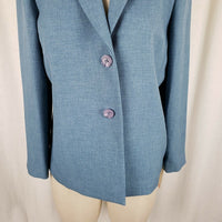 Alfred Dunner Petites Eaton Square Polyester Blazer Jacket Womens 10P Blue NOS