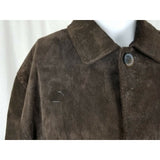 Dockers Brown Brushed Leather Suede Rancher Coat Mens XL Quilted Long Jacket