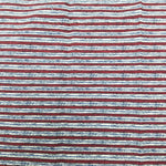 Screenprinted Striped Cotton Fabric Vintage 1 yard Red Blue White Pinstripes Red