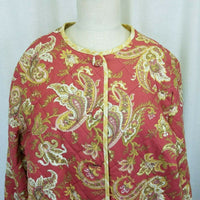 Isabella's Journey Quilted Paisley Sweater Charlotte Jacket Womens L XL Salmon