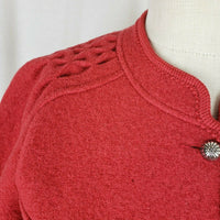 Giesswein Boiled Wool Red Cardigan Sweater Jacket Austria Tirol Maser Womens S 8
