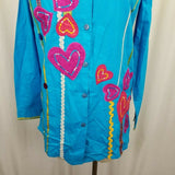 Spirit by Sandy Starkman Long Sleeve Button Shirt Artsy Embellished Womens S QVC