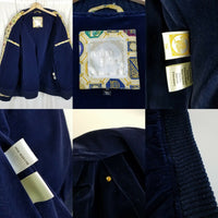 Crown Holder Metallic Velvet Lined Bomber Jacket Mens 3XL Medallions Coins Gold