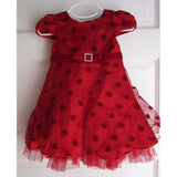 Youngland Velvet Tulle Polka Dotted Party Formal Holiday Dress Baby Girls sz 18M