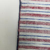 Screenprinted Striped Cotton Fabric Vintage 1 yard Red Blue White Pinstripes Red