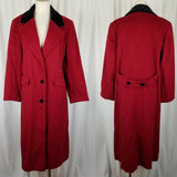 Vintage Forecaster of Boston Red Wool Velvet Long Maxi Peacoat Coat Womens 10