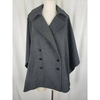 Adrienne Vittadini Gray Jersey Knit Military Look Cape Shawl Jacket Womens sz 6