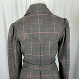 H&M Plaid Flirty Fit & Flare Double Breasted Belted Tie Sash Coat Womens 6 Pink