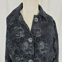 Gloria Vanderbilt Floral Embroidered Tapestry Button Up Black Jacket Womens S