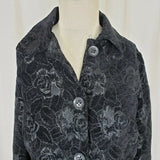 Gloria Vanderbilt Floral Embroidered Tapestry Button Up Black Jacket Womens S