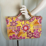Vera Bradley Bali Gold Gabby Bag Shoulder Handbag Tote Large Purse Quilted Blue