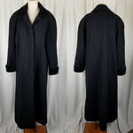 Liz Claiborne Peacoat Black Wool Velvet Long Maxi Duster Coat Womens 16 Vintage
