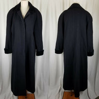 Liz Claiborne Peacoat Black Wool Velvet Long Maxi Duster Coat Womens 16 Vintage