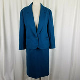 Pendleton Wool Tweed Blazer Jacket Skirt Suit Womens 14 USA Teal Yellow Label