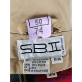 Vintage SBII Bitterman Plaid Blanket Lined Knaki 80s 90s Trench Coat Womens 14