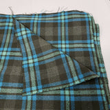Vintage Cotton Plaid Woven Fabric 2.5 yards 46.5"x54.5" Blue Green Charcoal Gray