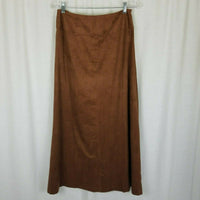 Chestudio Vegan Faux Leather Microsuede Long Maxi Peasant Boho Skirt Womens 10