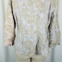 Coldwater Creek Woven Textured Embroidered Tapestry Jacket Womens 12 3/4 Sleeve