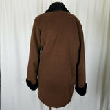 Maralyce Ferree Vegan Faux Persian Fur Fleece Shawl Collar Swing Coat Womens S