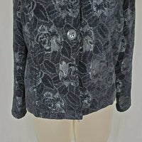 Gloria Vanderbilt Floral Embroidered Tapestry Button Up Black Jacket Womens S