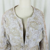 Coldwater Creek Woven Textured Embroidered Tapestry Jacket Womens 12 3/4 Sleeve