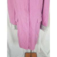 Terry Lewis Classic Luxuries Pink Wool Gray Faux Fur Trim Coat Peacoat Womens M