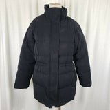 Anne Klein Black Goose Down Quilted Puffer Jacket Parka Womens M Microfiber