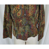 Coldwater Creek Boucle Tapestry Paisley Print Funnel Neck Jacket Womens PS