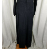 Vintage 70s Kiva Ltd Maxi Goddess House Dress Womens S M Black Gathered Ruched