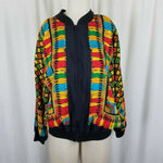 Vintage Peter Popovitch Satin Bomber Jacket Coin Medallion Tassel Print Womens L