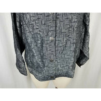 R.E.D. Wear Textured Crosshatch Full Button Up Jacket Womens S Slate Gray Red