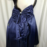 Vintage Navy Blue Velvet Chiffon Jeweled Prom Pageant Dress Junior 2XL Womens XS