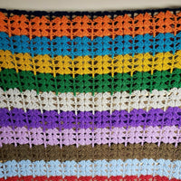 Vintage Crochet Striped Rainbow Afghan Grandma Blanket Handmade 50x78 Twin Full