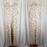 LL Bean Modest Maxi Linen Floral Prairie Dress Womens 18 Vintage Cottage Core