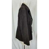 G.H. Bass Corduroy Double Breasted Trench Peacoat Coat Womens L Chocolate Brown