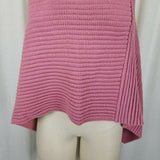 Space Age Ribbed Cable Knit Sweater Cape Poncho Womens S Rose Pink Asymmetrical