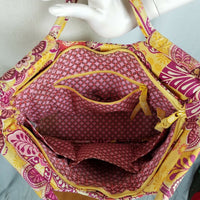 Vera Bradley Bali Gold Gabby Bag Shoulder Handbag Tote Large Purse Quilted Blue