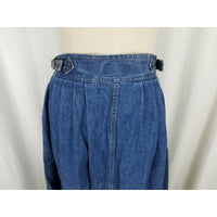 Vintage Gabriella Brazil Denim Blue Jean Swing Skirt Womens sz 10 Pleated Buckle