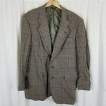 Hart Schaffner & Marx Plaid Pure Wool Sportcoat Jacket Blazer Mens 42L Tan Olive