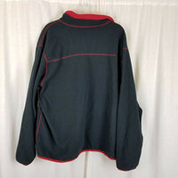 LL Bean Reversible Full Zip Up Fleece Sweater Jacket Mens L Red Exposed Stitches