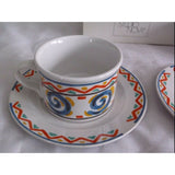Mikasa Studio Nova Pow Wow Calico Jumbo Cup & Saucer Set Dishes Aztec Pattern 2