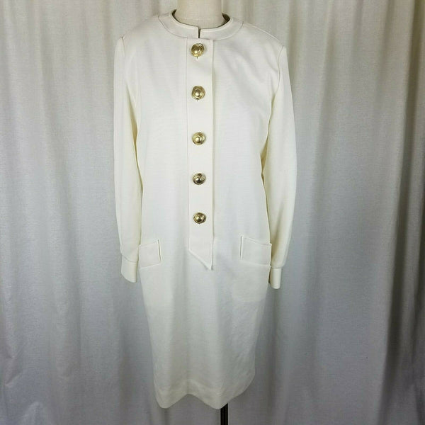 Vintage Mountain Home Double Knit Professional Coat Dress Womens 14 Ivory USA