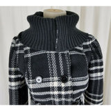 Tally Weijl Tartan Plaid Fleece Knit Funnel Neck Belted Bomber Jacket Womens 38