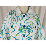 Keren Hart Blue Ribbon Floral White Denim Blue Jean Trucker Jacket Womens 1X