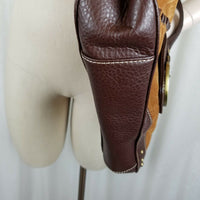 Tommy Hilfiger Brown Canvas Leather Boho Logo Shoulder Bag Handbag Purse Vintage