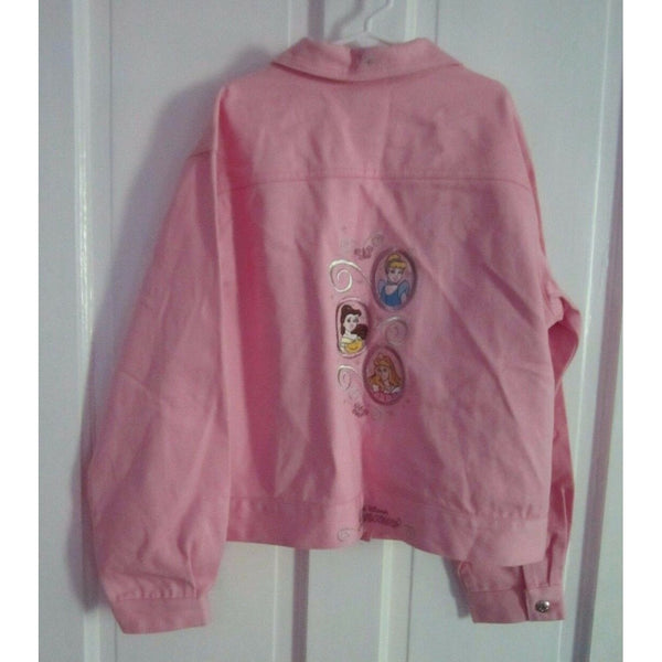 Disney Princesses Embroidered Pink Denim Jean Trucker Jacket Girls L Floral