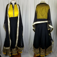 Ballroom Dance Competition Dress Latin Ethnic Womens 44 14 Costume Black Yellow