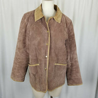 Bushwacker Quilted Pig Suede Leather Equestrian Riding Bard Barn Coat Womens L